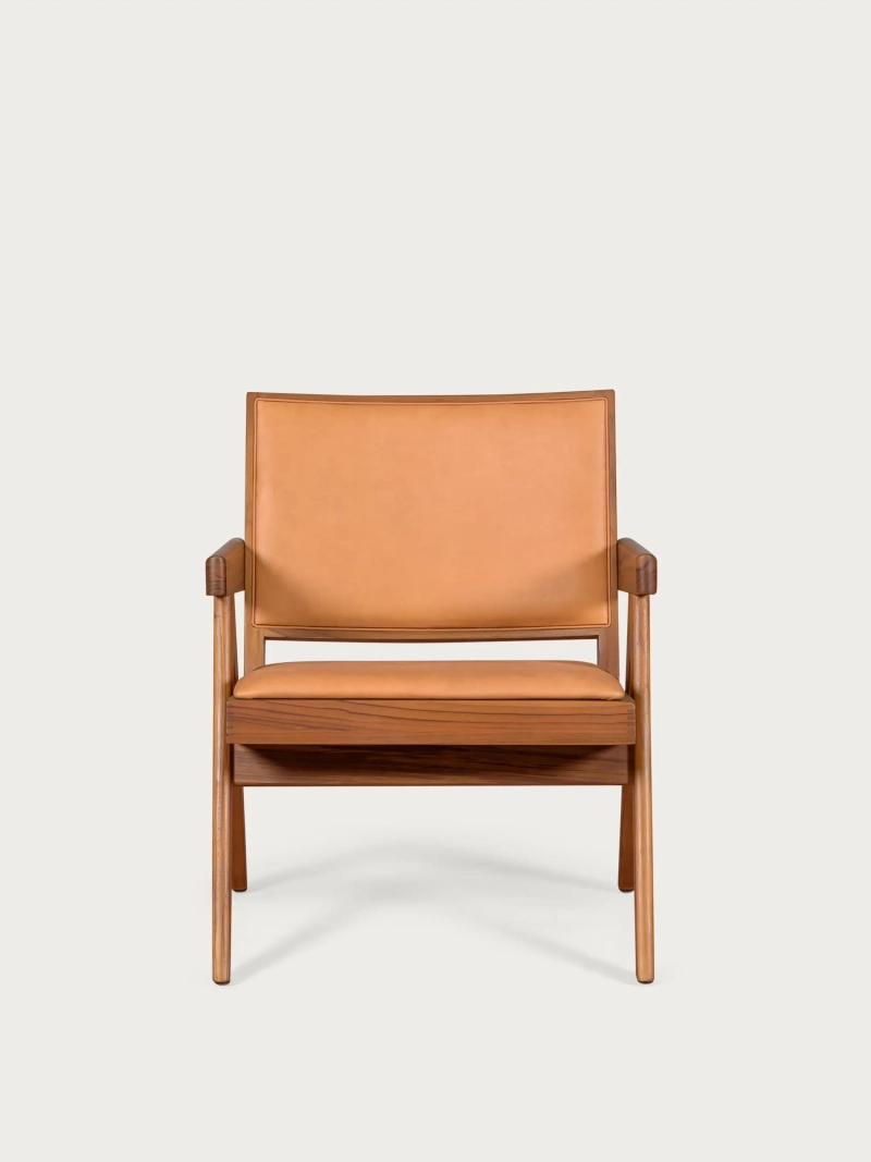 Vintage fauteuil met armleuningen in teakhout en Italiaans leer - Compass NEST DREAM - 1