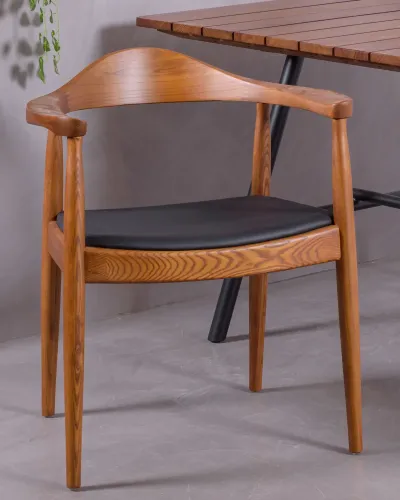 Santon chair in ash wood and leatherette cushion | Free shipping