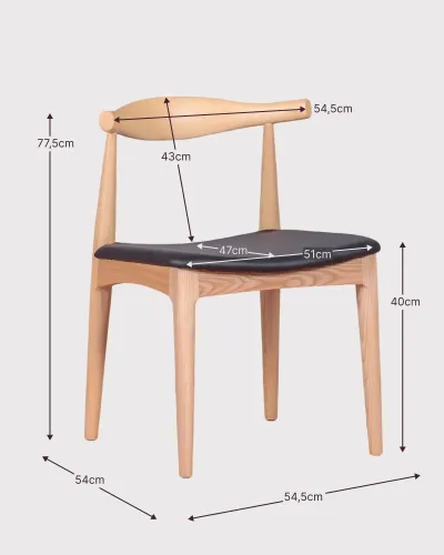 Ellbogenstuhl aus Eschenholz und Kunstlederkissen - Nest Dream