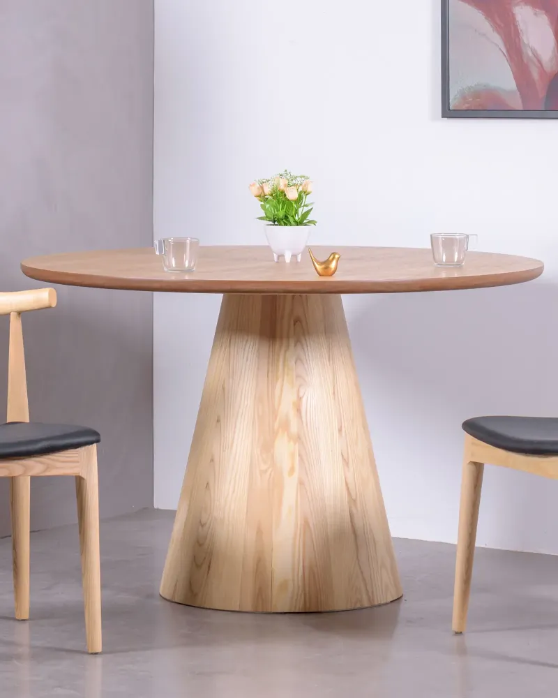 Ash wood dining table with central base | Free shipping