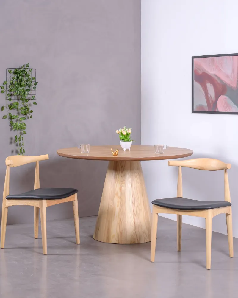 Ash wood dining table with central base | Free shipping