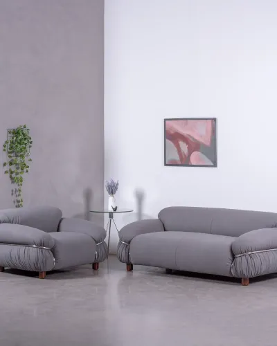 Sofa bekleed met Sherpa stof - Gestoffeerde Sofa's - Gratis verzending