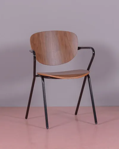 Industrial chair Alpha in walnut wood - Free shipping