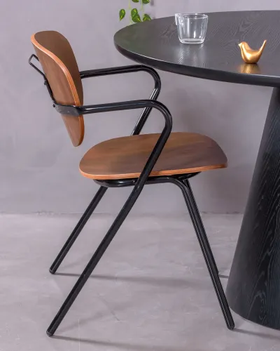 Industrial chair Alpha in walnut wood - Free shipping