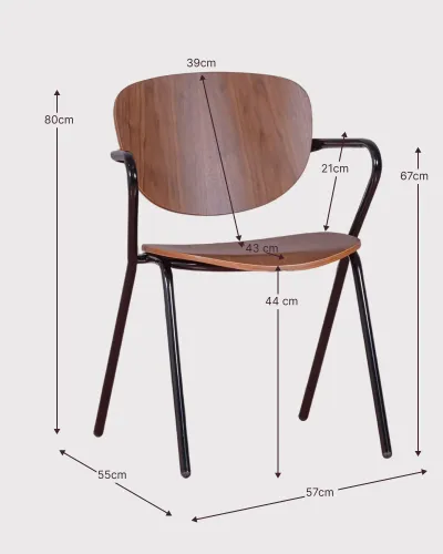 Industrial chair Alpha in walnut wood - Free shipping