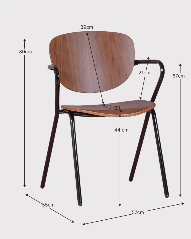 Silla industrial Alpha en madera de nogal - Envío Gratis