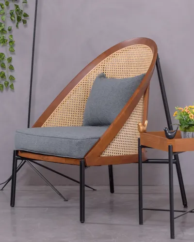 Sillón Robín en Ratán Natural y Cojín de Algodón | Envío Gratis