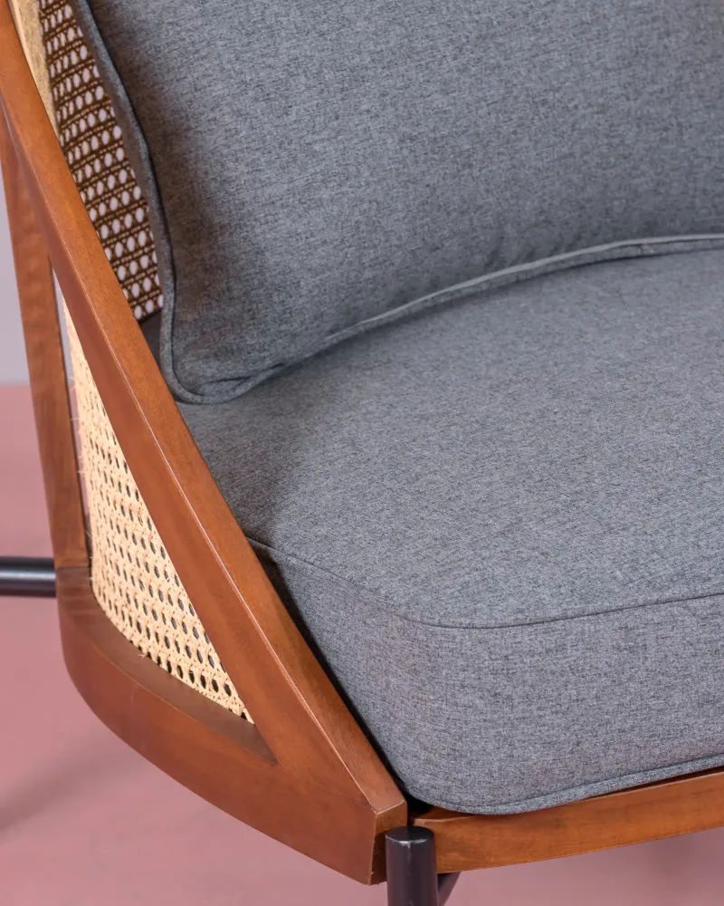 Fauteuil Robin en rotin naturel et coussin en coton | Livraison gratuite