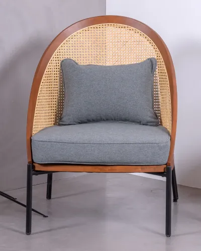 Robin Armchair in Natural Rattan and Cotton Cushion | Free Shipping