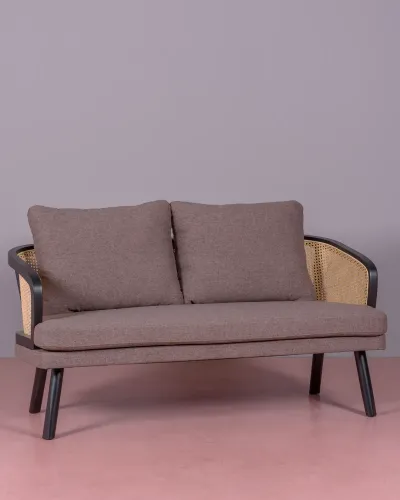 Loveseat Leeds Sofa en rotin naturel et coussin en coton | Livraison gratuite