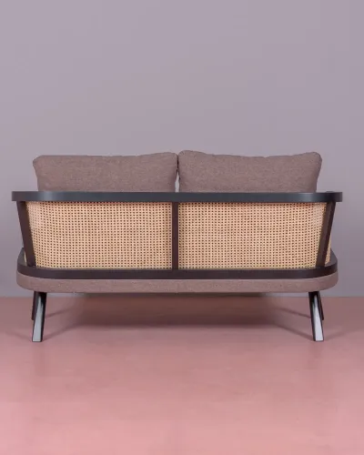 Leeds Canapea Loveseat în rattan natural și pernă din bumbac | Livrare gratuita