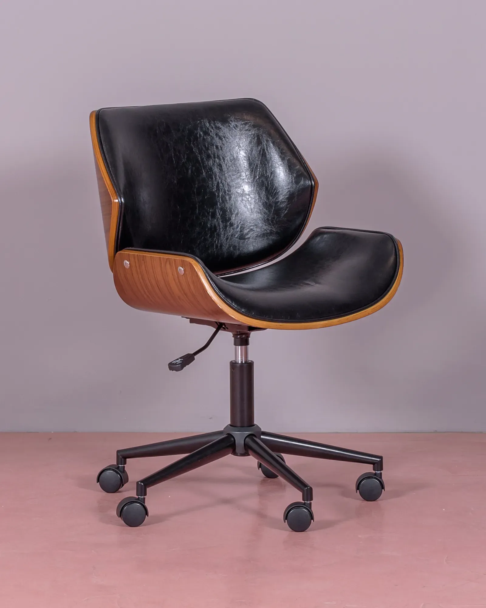 Nordic Office Chair in Walnut Wood and Leatherette