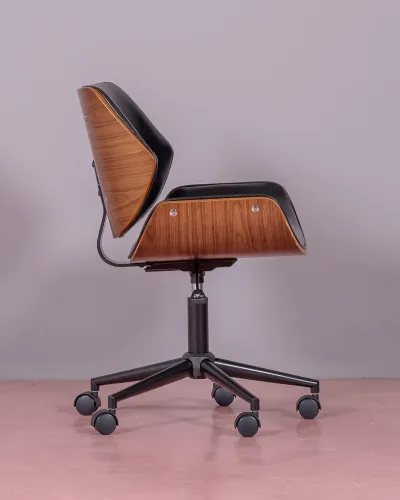 Nordic Office Chair in Walnut Wood and Leatherette