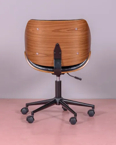 Nordic Office Chair in Walnut Wood and Leatherette