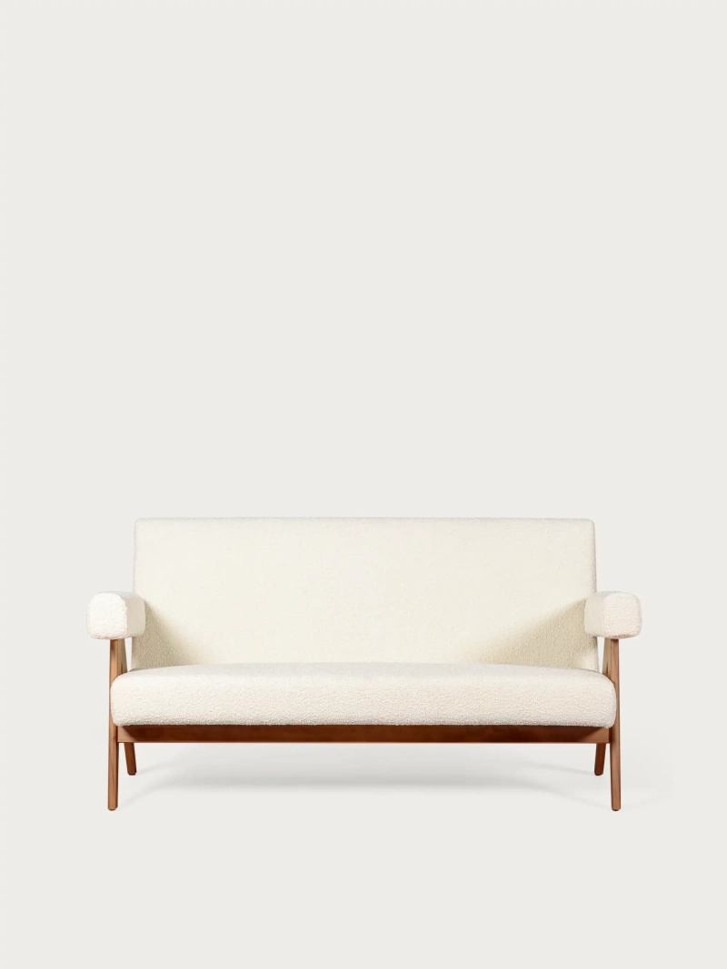 Vintage-sohva teak-puusta ja boucle-verhoilusta - West NEST DREAM - 1
