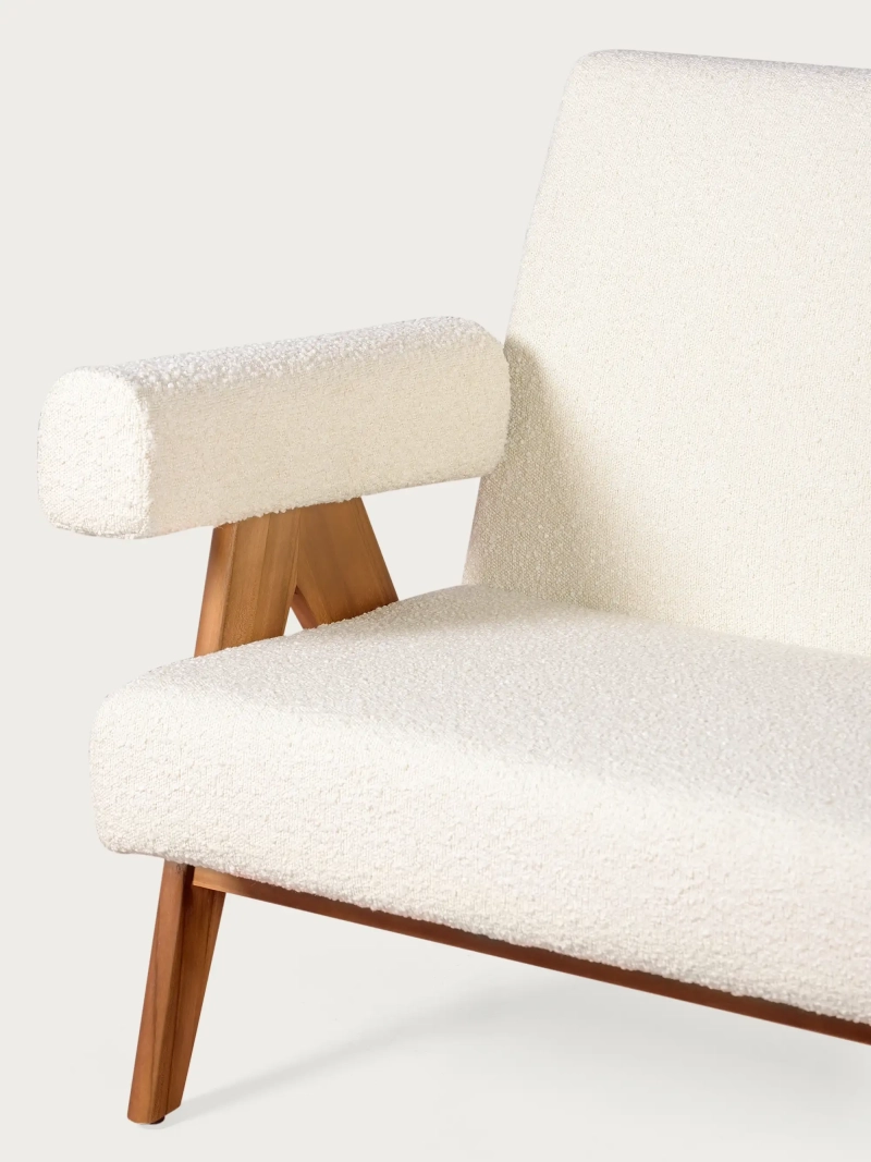 Vintage-sohva teak-puusta ja boucle-verhoilusta - West NEST DREAM - 1