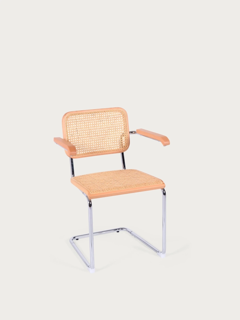 Scaun retro cu brațe din rattan natural și lemn de fag - Frank NEST DREAM - 24