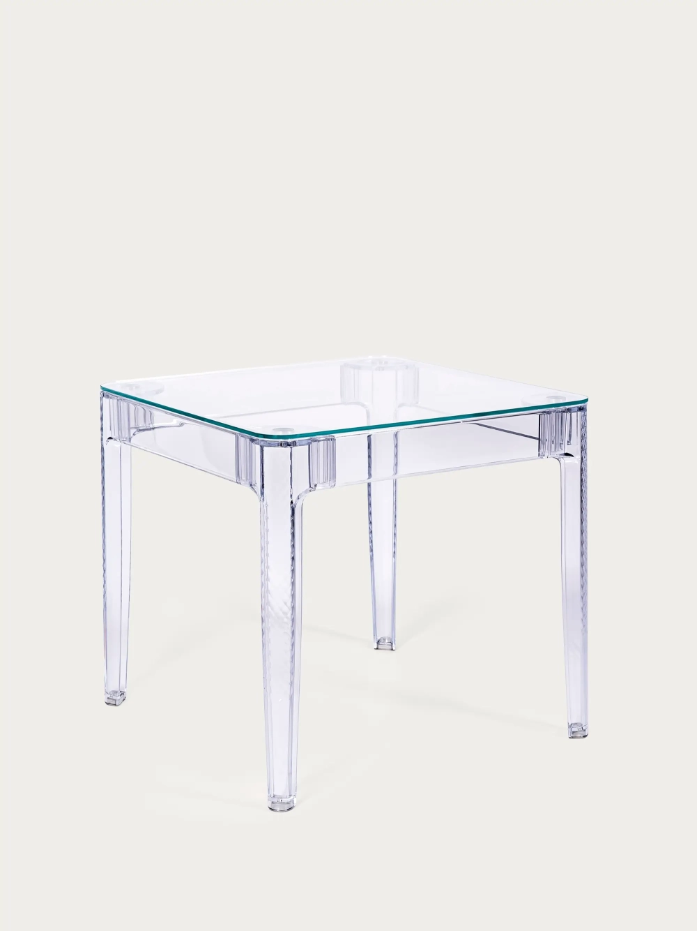 Ghost tafel 80×80 cm met glazen en transparante poten :: Ghost Tafel 80×80 cm Nest Dream