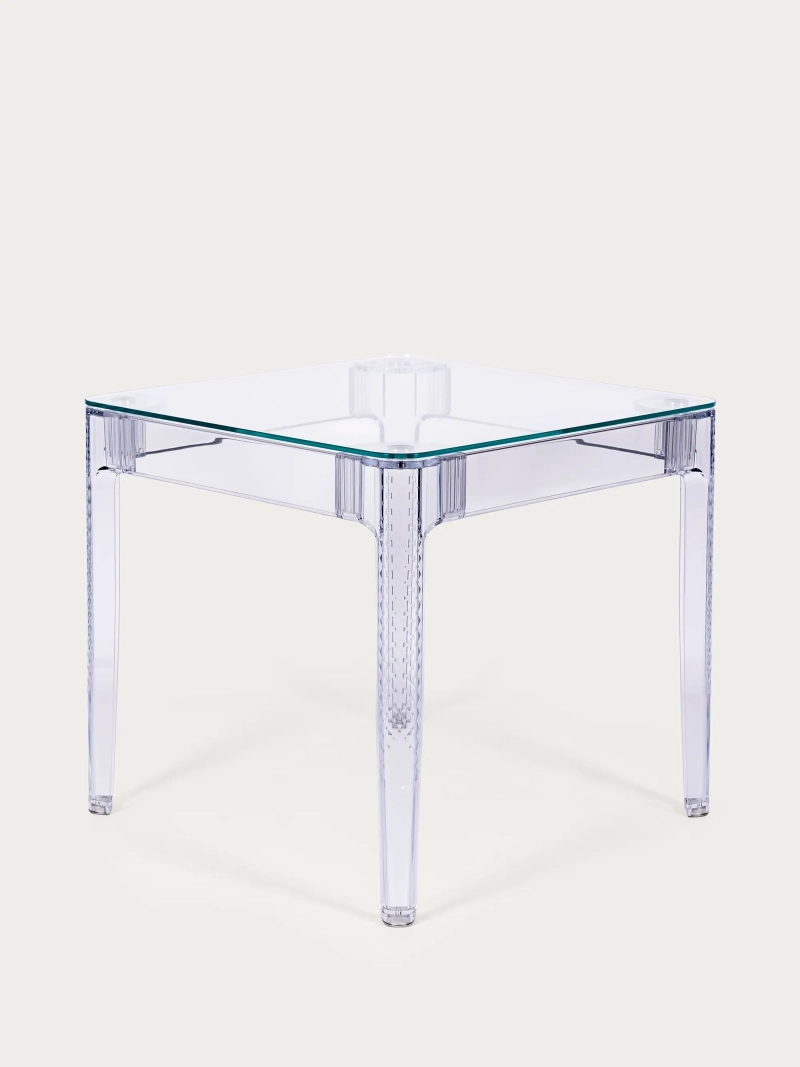 Vierkante glazen tafel met transparante poten (80x80) - Ghost NEST DREAM - 1