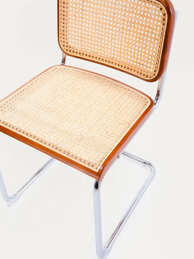 Retro-spisebordsstol i naturlig rattan og forkromet stål - Frank NEST DREAM - 25
