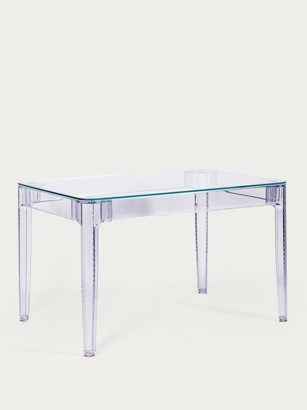 Ghost 120×80 tafel met gehard glas en transparante poten | Nest Dream