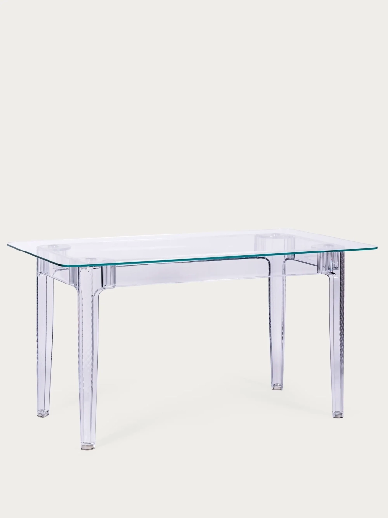 Rektangulært glasbord med gennemsigtige ben (140x80) - Ghost NEST DREAM - 1