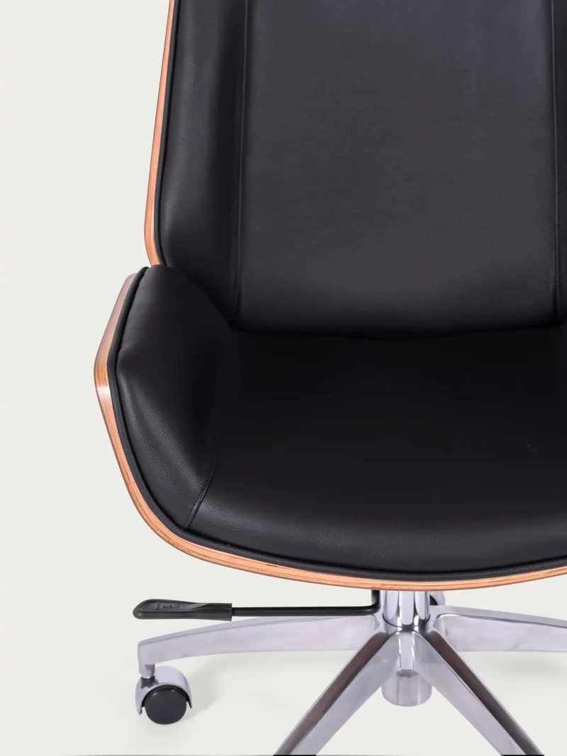 Silla de oficina con madera de nogal y tapizada en piel italiana - Nordic NEST DREAM - 3