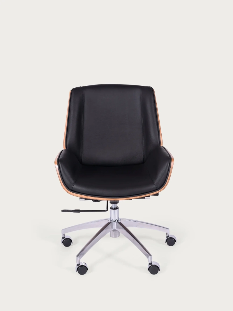 Bureaustoel met notenhout en bekleed met Italiaans leer - Nordic NEST DREAM - 7