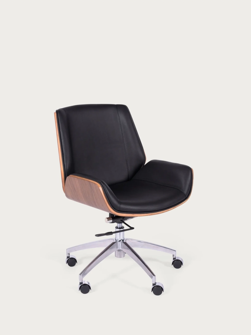 Office chair with walnut wood and Italian leather upholstery - Nordic NEST DREAM - 2