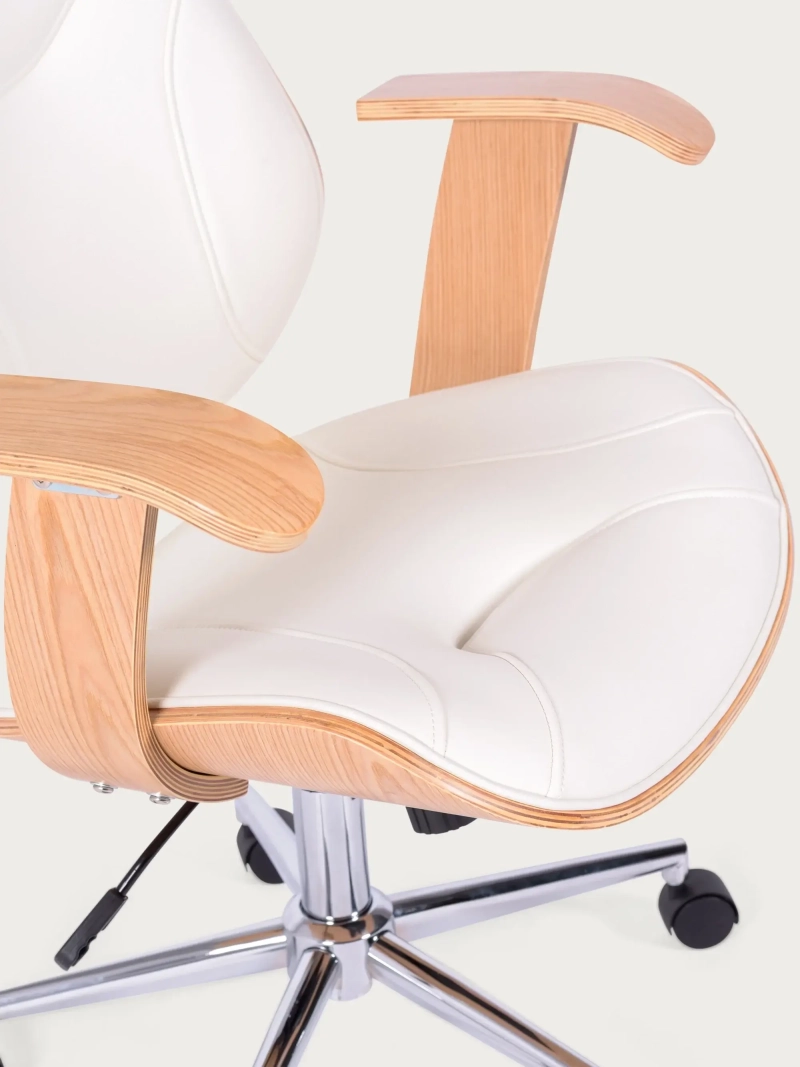 Retro office chair with light maple wood and leatherette upholstery - Cambridge NEST DREAM - 1