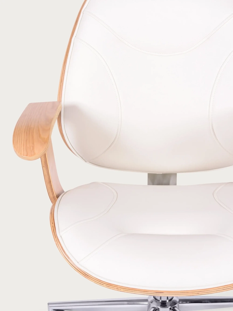 Retro office chair with light maple wood and leatherette upholstery - Cambridge NEST DREAM - 1