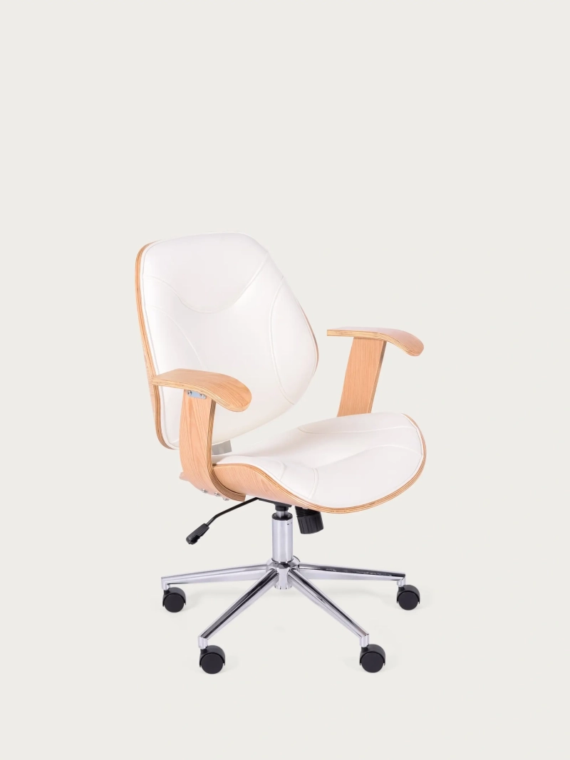 Retro kontorsstol med klädsel i ljust lönnträ och konstläder - Cambridge NEST DREAM - 1