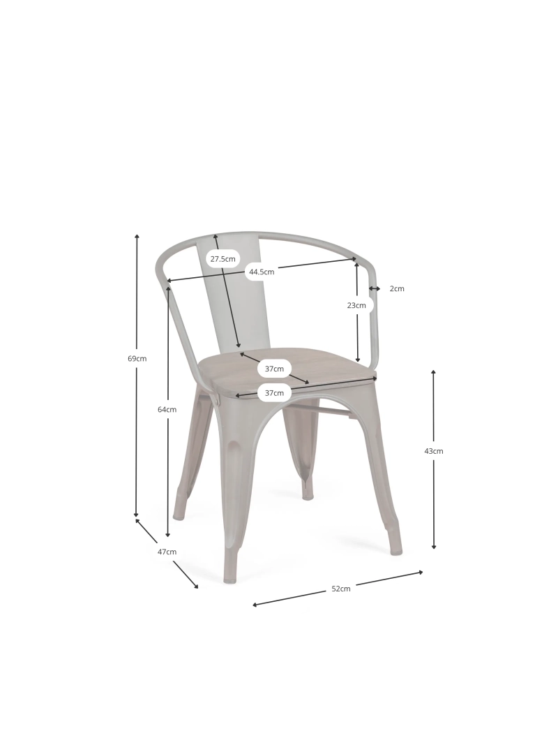 Industriële stoel met armleuningen en iepenhouten zitting - Bistro NEST DREAM - 1