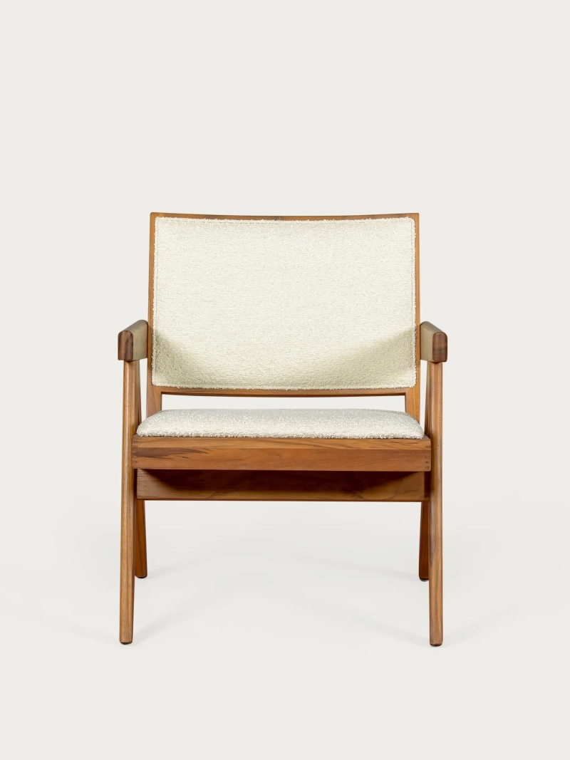 Poltrona classica con braccioli in legno di teak e tessuto bouclé - Compass NEST DREAM - 9