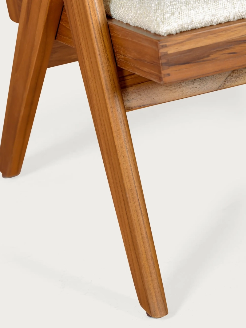Poltrona classica con braccioli in legno di teak e tessuto bouclé - Compass NEST DREAM - 7