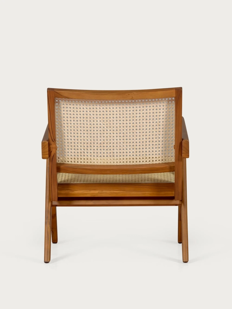 Klassisk lænestol med armlæn i teaktræ og naturlig rattan Compass NEST DREAM - 1