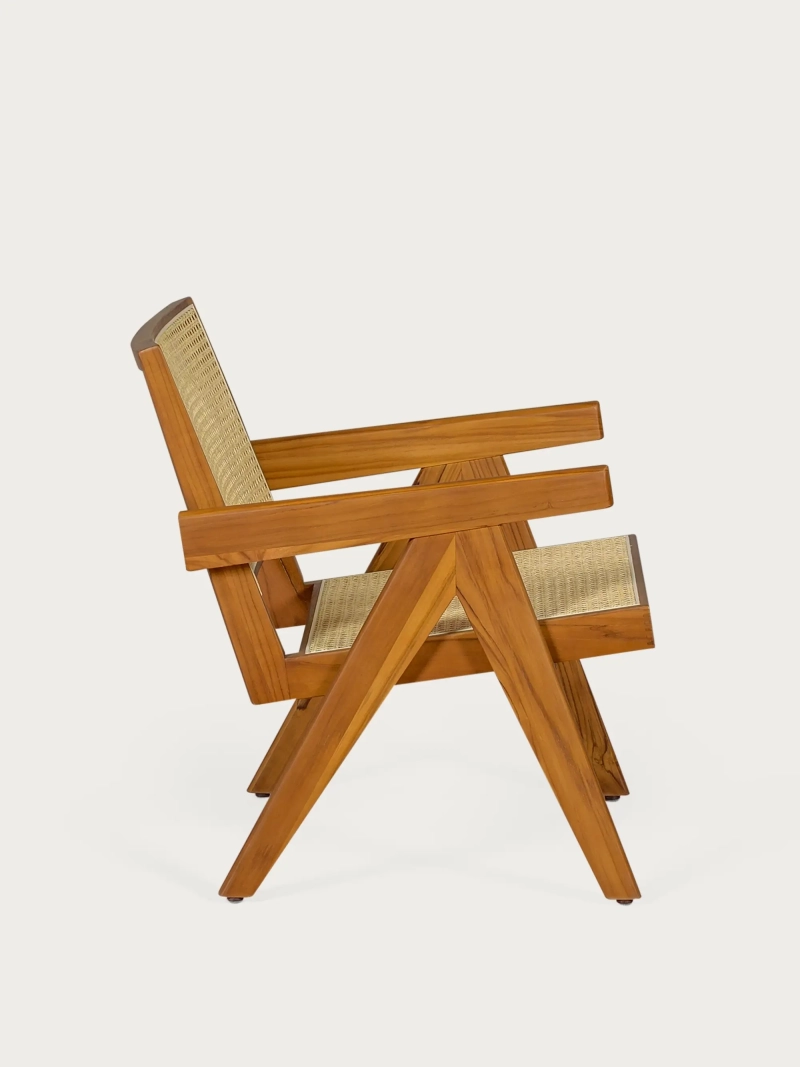 Classic armchair with armrests in teak wood and natural rattan - Compass NEST DREAM - 10