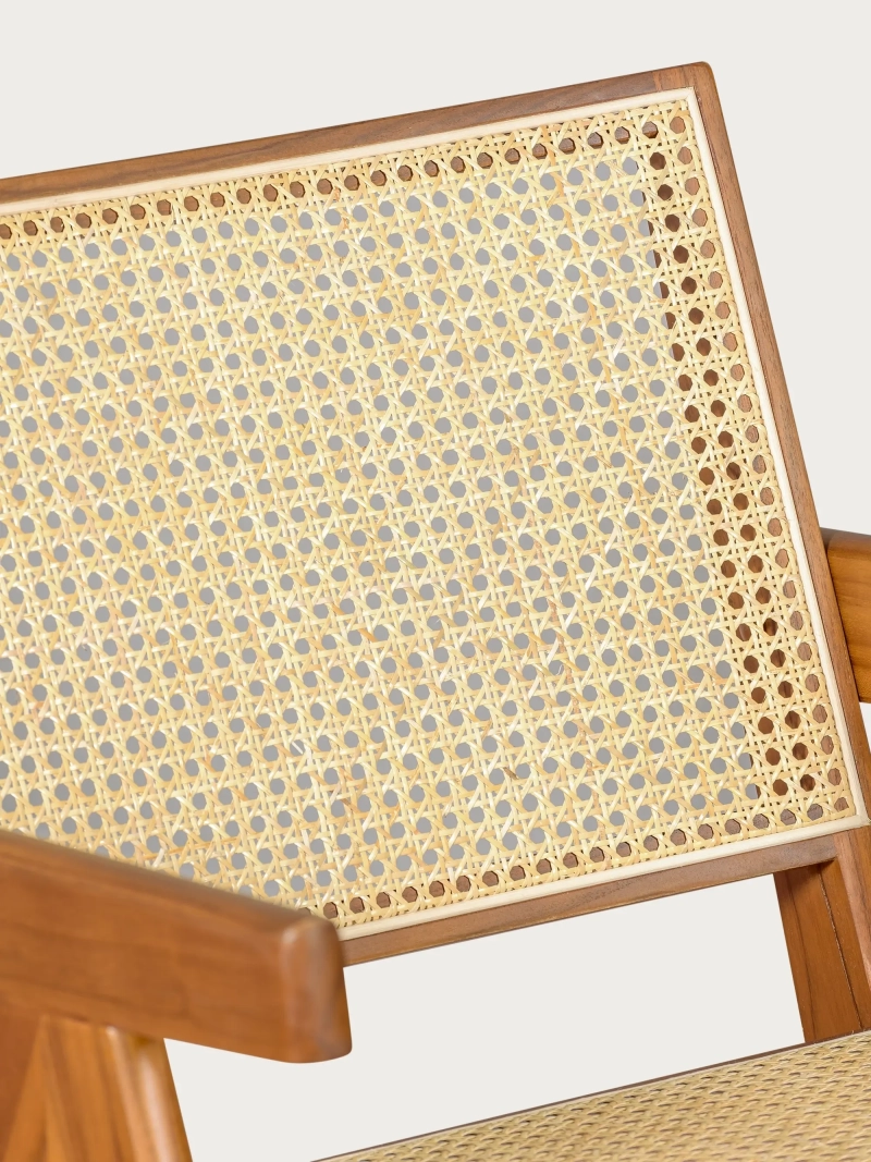 Klassisk fåtölj med armstöd i teakträ och naturrotting Compass NEST DREAM - 4