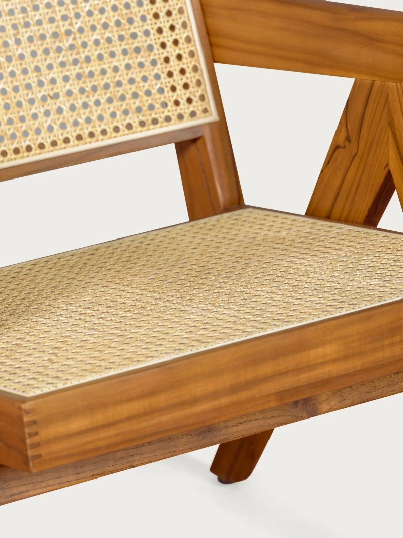Klassieke fauteuil met armleuningen in teakhout en natuurlijk rotan Compass NEST DREAM - 6