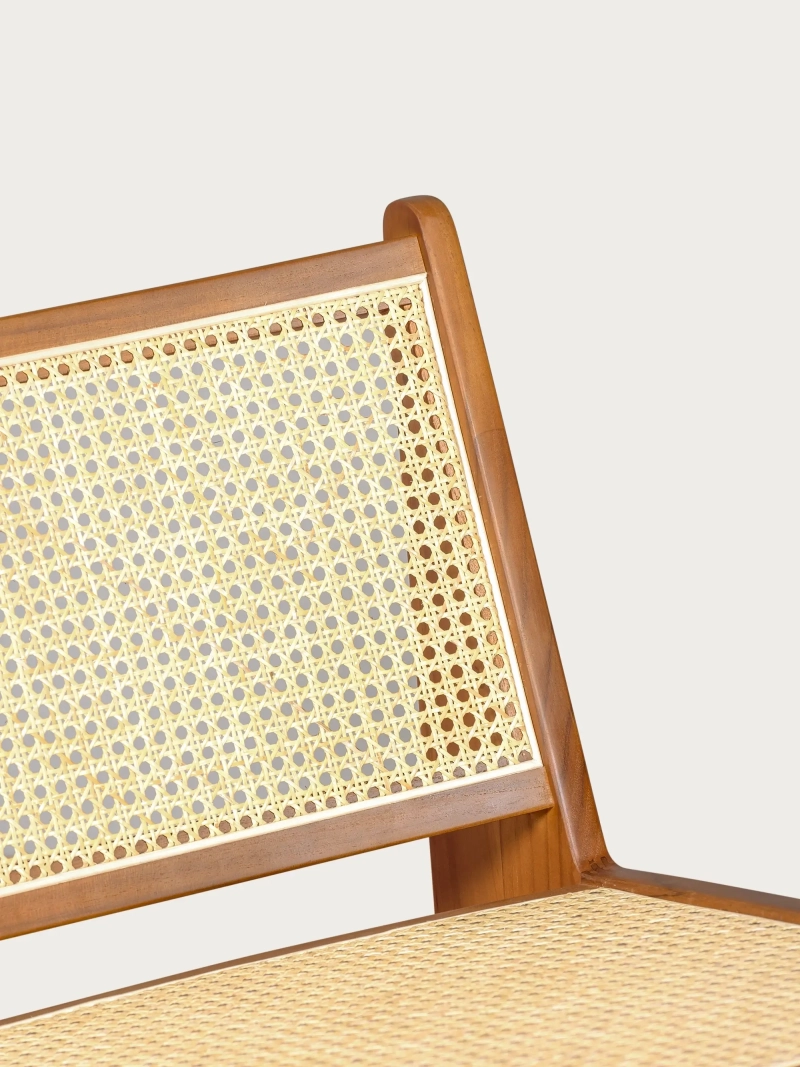 Fotoliu jos din lemn de tec și rattan natural - Compass NEST DREAM - 4