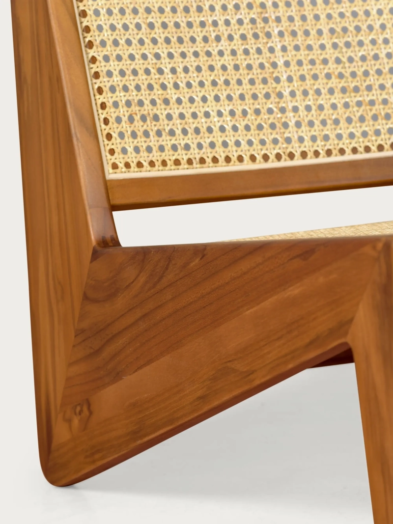Low armchair in teak wood and natural rattan - Compass NEST DREAM - 5