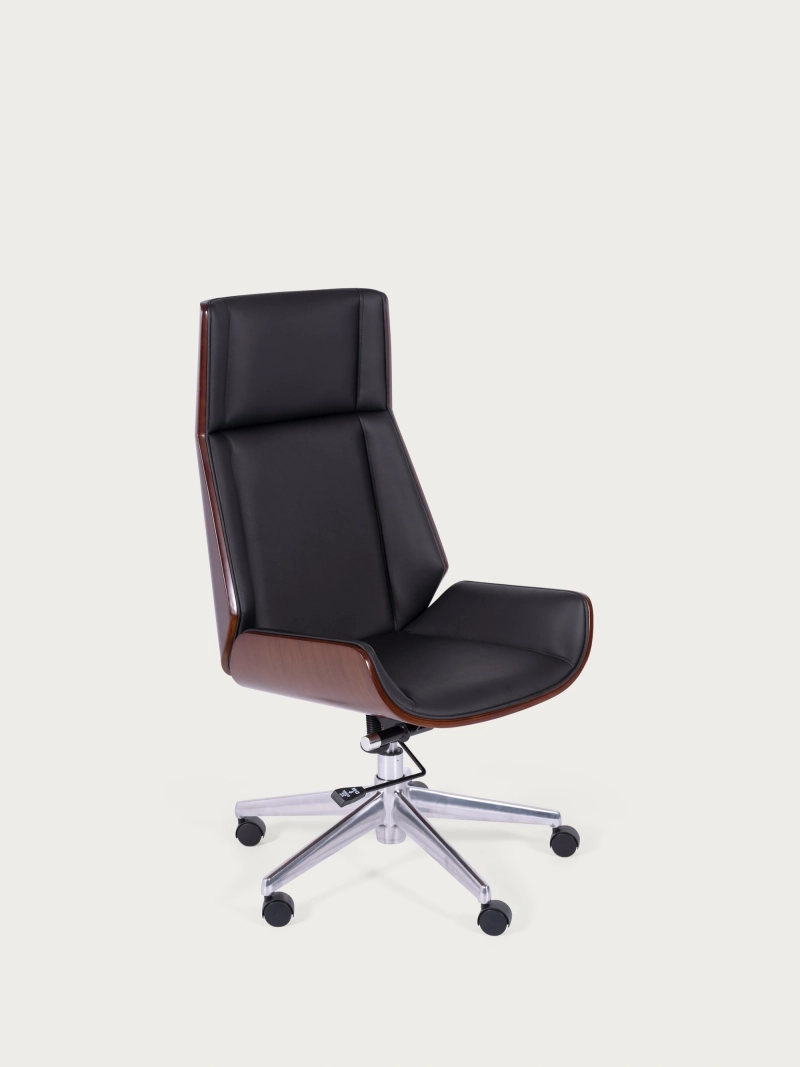 Nordic S | Silla de oficina con respaldo de madera de nogal y piel sintética Nest Dream