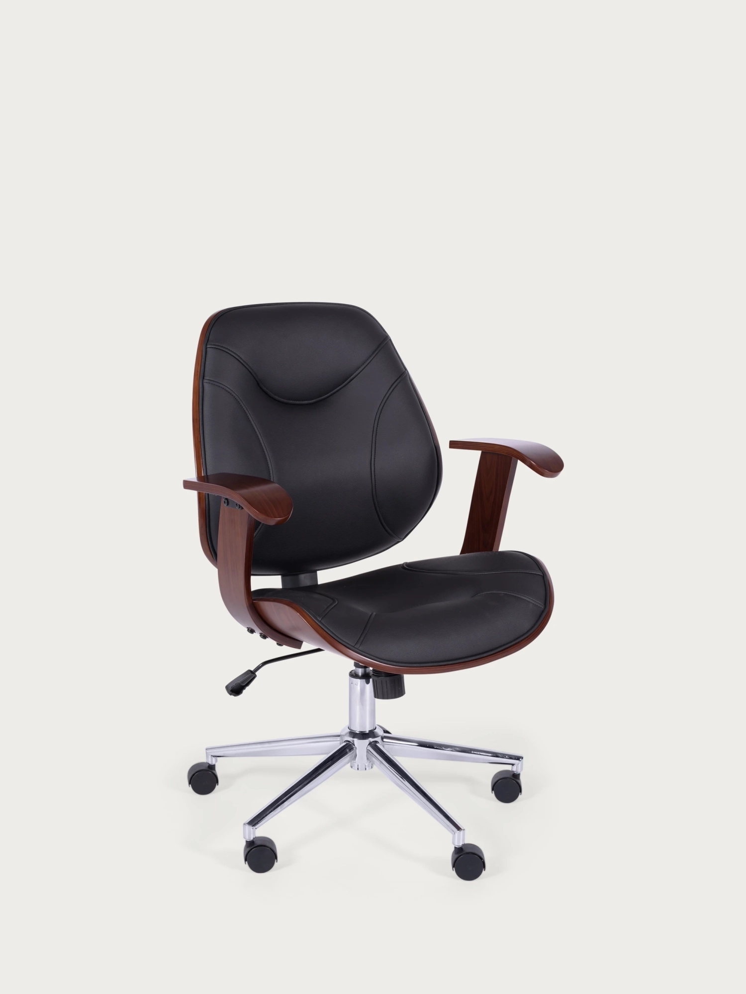 Design-toimistotuoli tummalla pähkinäpuulla ja keinonahkaverhoilulla - Nordic NEST DREAM - 1