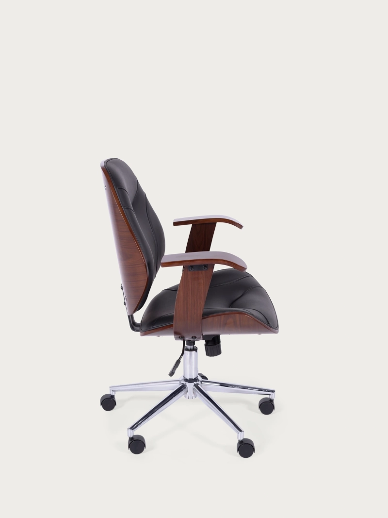 Design irodai szék sötét diófából és műbőr kárpitozással - Nordic NEST DREAM - 1