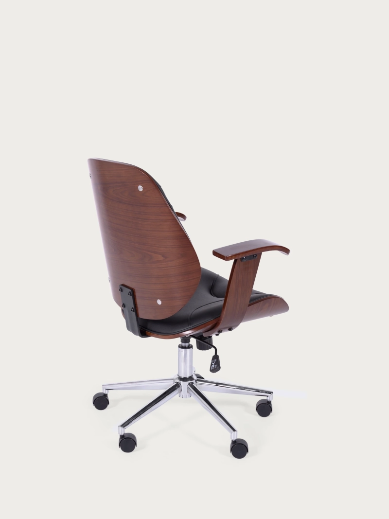 Sedia da ufficio di design in legno di noce scuro con rivestimento in similpelle - Nordic NEST DREAM - 1