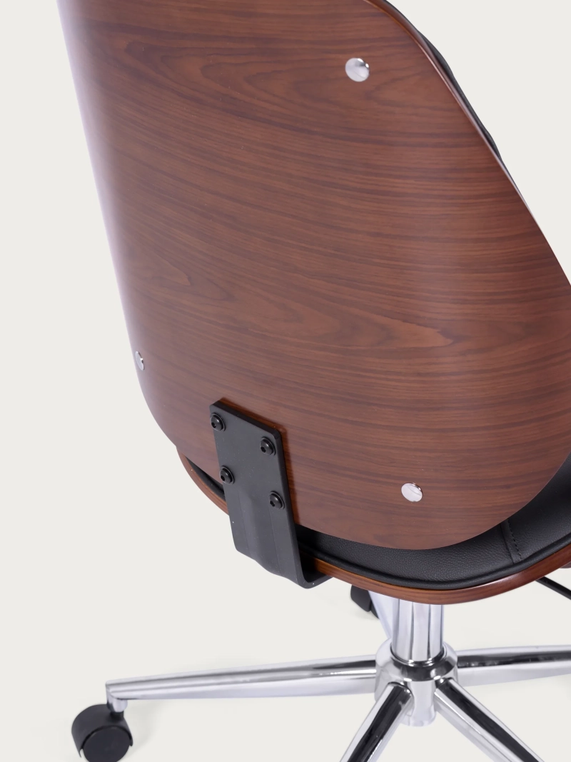 Silla de oficina de diseño con madera oscura de nogal y tapizada en polipiel - Nordic NEST DREAM - 7