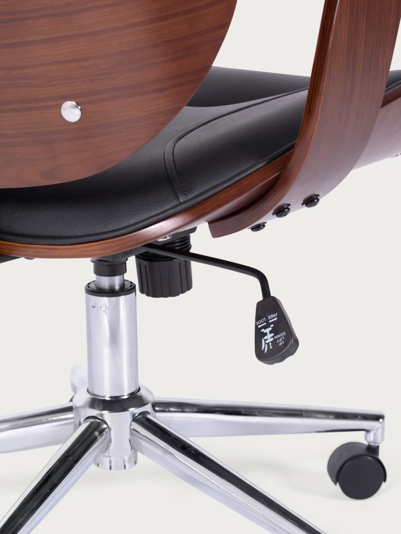 Silla de oficina de diseño con madera oscura de nogal y tapizada en polipiel - Nordic NEST DREAM - 1