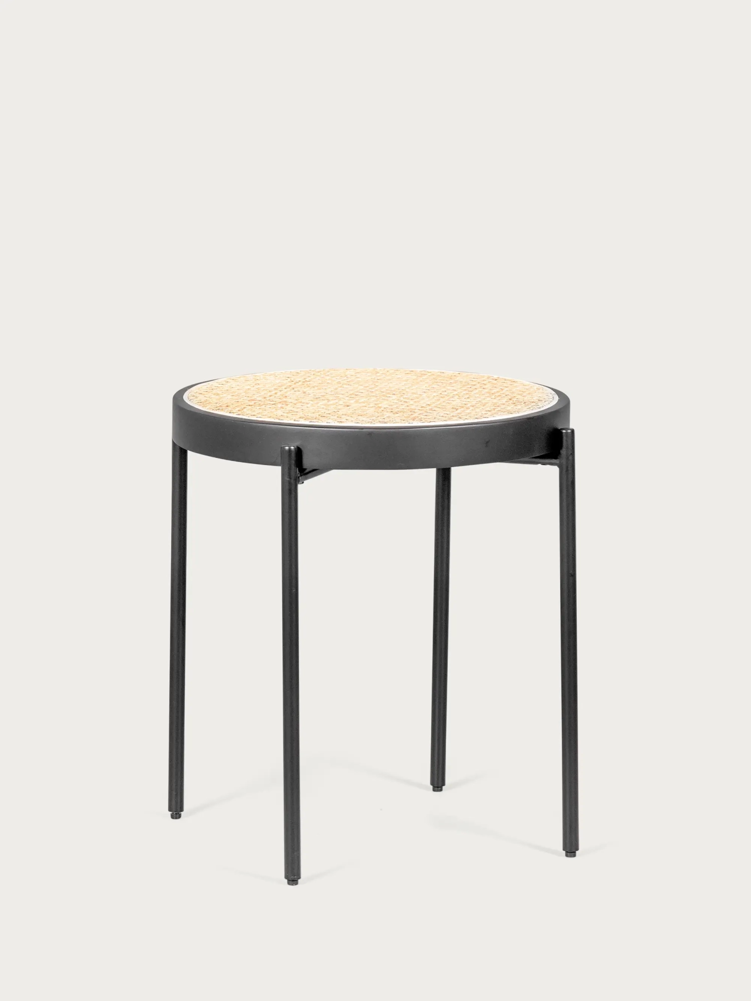 Table d'appoint rétro avec détails en rotin naturel (50cm) - North NEST DREAM - 1