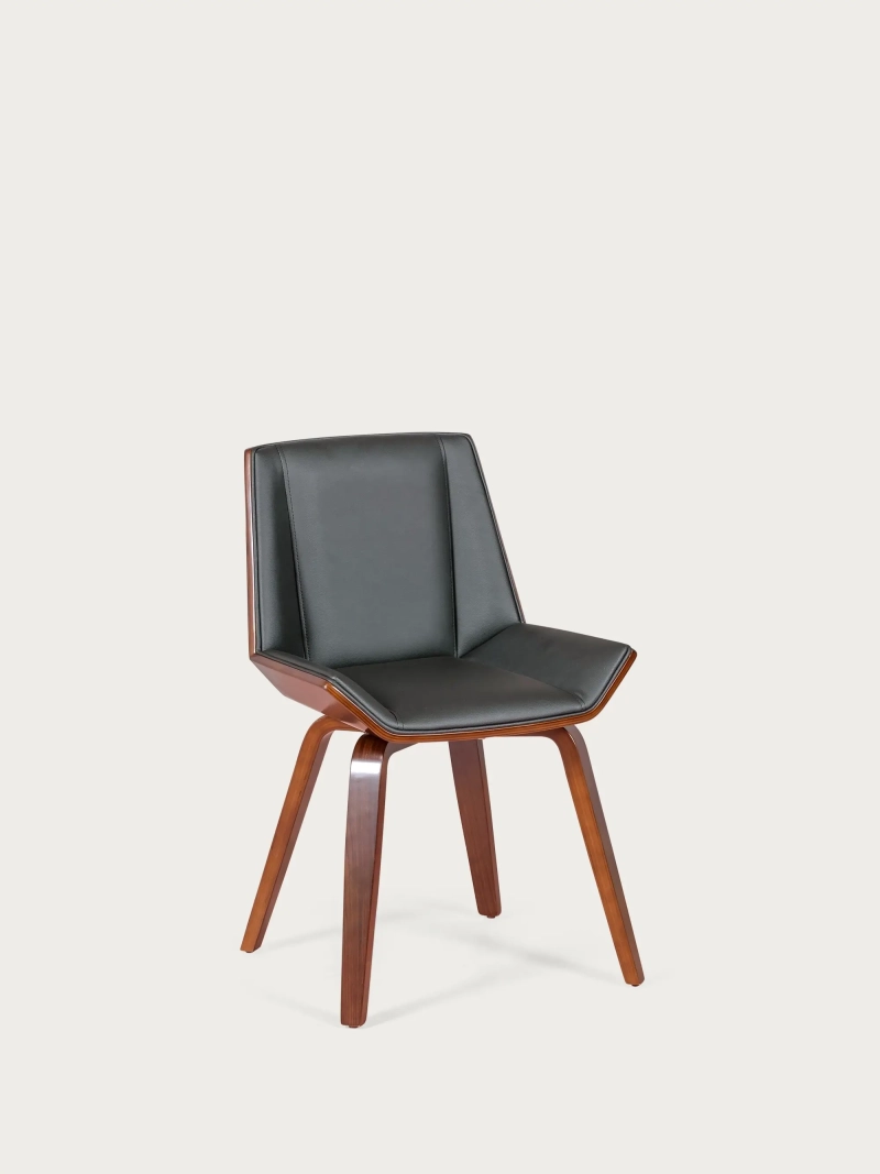 Walnut Wood and Leatherette Dining Chair - Nordic S NEST DREAM - 1