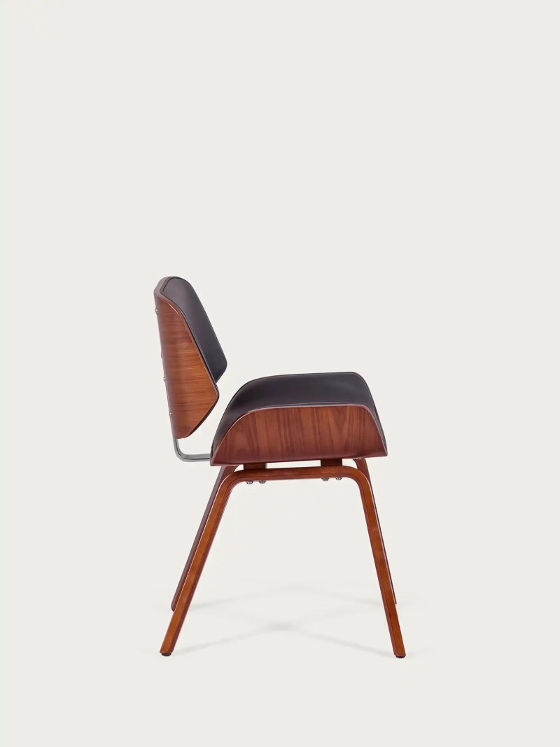 Dark walnut wood chair with leatherette cushion - Nordic NEST DREAM - 6